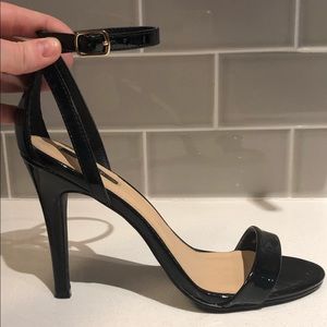 Faux Patent Leather Stiletto with Ankle Strap